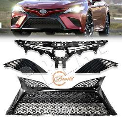 Front Bumper Grille Kit Fog Lights Cover Fit For 2018-2020 Toyota Camry XSE
