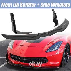 Front Lip Splitter For 1419 Chevrolet Corvette C7 Stingray Stage 4 CARBON Black