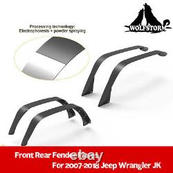 Front Rear Fender Flares 4Pcs Kit for 2007-2018 Jeep Wrangler JK JKU