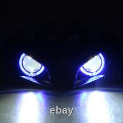 HID Assembly Headlight Blue Angel Eyes Projector Kit For Honda CBR1000RR 2004-07