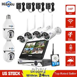 Hiseeu 10CH +Monitor NVR Wireless Wifi Security Camera System CCTV Kit Outdoor