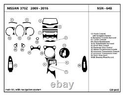 Interior Carbon Fiber Dash Trim Kit for NISSAN 370Z 2009-2020 with navigation sys