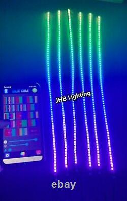 JHB 6PCS 4FT Bluetooth CHASING Flow Polaris Slingshot LED Strips Hood Lights KIT