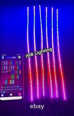JHB 6PCS 4FT Bluetooth CHASING Flow Polaris Slingshot LED Strips Hood Lights KIT