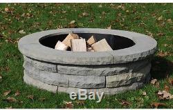 Large Easy Install 47 in. Concrete Fire Pit Ring Kit Gray Outdoor Fireplace