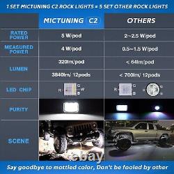 MICTUNING C2 RGBW LED Rock Lights 12 Pods Offroad Underglow Truck Neon Light Kit