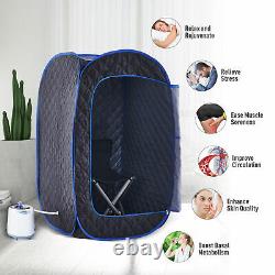 One Person Steam Sauna Kit for Home w Popup Tent Chair Aromatherapy Box & Remote