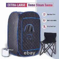 Portable Steam Sauna Kit for Home w Sauna Popup Tent Foldable Chair and Remote
