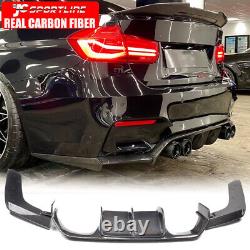 REAL CARBON Rear Bumper Diffuser Spoiler Bodykit Fit for BMW F80 M3 F82 M4 15-19