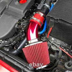 Red 3 Car Cold Air Intake Filter Alumimum Induction Kit Pipe Hose System