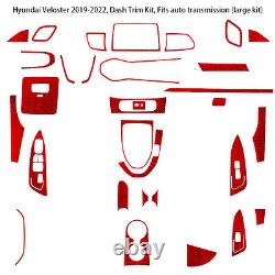 Red Carbon Fiber Full Sets Trim Cover Kit For Hyundai Veloster JS 2019-2022