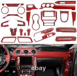 Red Carbon Full Set Decor Interior Trim Kits for Ford Mustang 2015+ Accessories