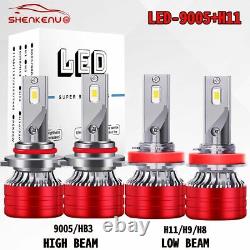 SHENKENUO 9005 H11 LED Headlight Hi-Low Beam Bulb Super Bright White Free Return