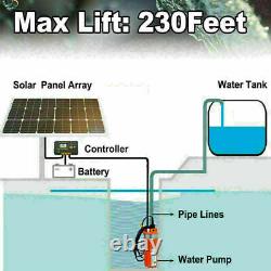 Solar Water Pump Kit -12V DC Submersible Well Water Pump &100W Solar Panel, Farm