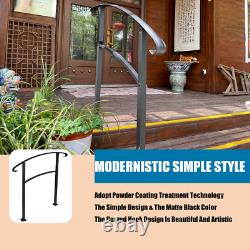 TECSPACE Adjustable Handrail Stair Railing fit for 3 Steps Outdoor Cast Steel