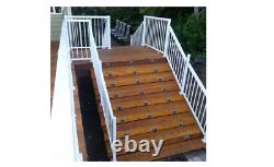 White Aluminum Stair Hand Base Rail Kit 6 ft Porch Balcony Deck Easy Install