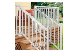 White Aluminum Stair Hand Base Rail Kit 6 ft Porch Balcony Deck Easy Install