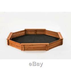 Wood Sandbox Kit With Cover, Seats & Liner Cedar Octagon Outdoor Easy Install NEW