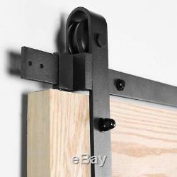 Wooden Sliding Barn Door Hardware Kit J Shape Hangers Steel Easy Install 8 Ft
